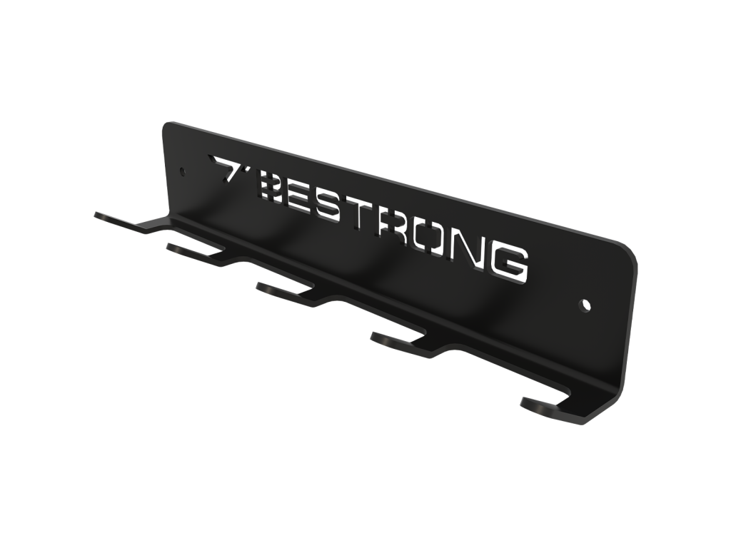 Front view of the BESTRONG Multi-use Hanger – Small highlighting its 5 hooks and durable construction for organized storage.