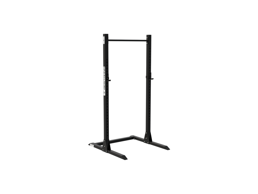 Front view of the BESTRONG Squat Rack highlighting its minimalist design and stable structure for heavy lifting.