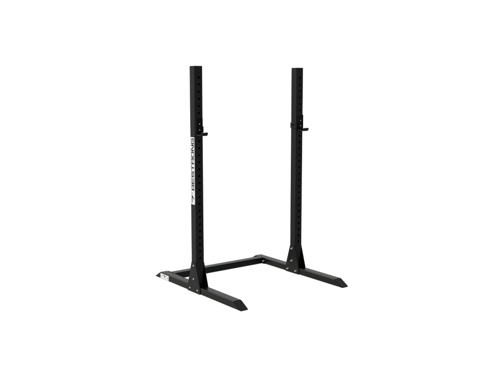 Front view of the BESTRONG Squat Stand highlighting its stable frame and ergonomic design for safe weightlifting.