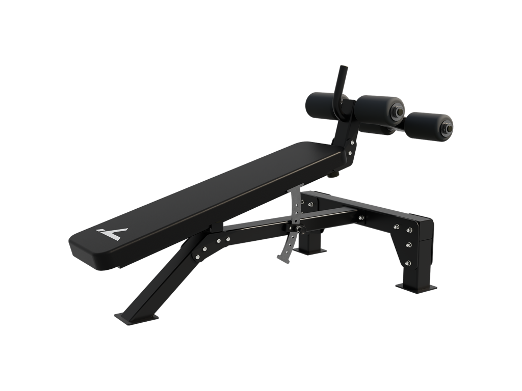 Front view of the BESTRONG Adjustable AB Bench highlighting its sturdy frame and padded supports for core workouts.