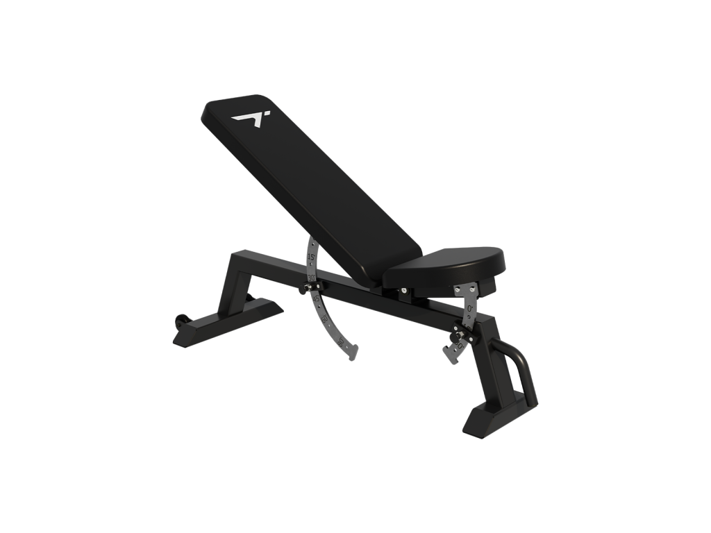 Front view of the BESTRONG Adjustable Bench highlighting its sturdy design and wide base for stability.